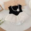 Nuevo Traje Dulce de Verano para Bebé Niña Infantil Verano Súper Lindo Bolsa de Hombro Ancha Trasero Falda de Pastel de Princesa