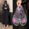 Pantuflas de Cristal Transparente con Flores de Colores para Uso en Casa, Adecuadas para Interiores y Exteriores, Sandalias Ligeras, Sencillas y Modernas de Una Sola Tira para Mujer