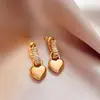 Pendientes de broche de metal con circonita microincrustada, forma de corazón, plateados, pequeños, simples, con temperamento, para la red, dos formas de llevar, pendientes de corazón