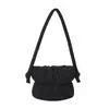 Bolso de Plumas de Moda Transfronterizo Bolso Cubo Esponjoso de Nicho Bolso de Algodón Macarrón de Tela de Nylon para Mujer Bolso de Hombro Moderno