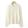 Suéter de Cachemira para Mujer Estilo Coreano Solapa Botón Pequeño Color Claro Tejido Suelto Adelgazante Ropa de Trabajo Otoño e Invierno Nuevo Jersey