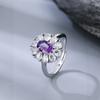 Anillo de Amatista Natural Europeo y Americano Transfronterizo para Mujer Joyería de Mano de Alto Nivel Estilo Palacio 925 Plata Venta al por Mayor