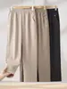 Calça de Verão da Mamãe, Calça Cropped Fina de Seda de Gelo, Calça Feminina de Verão Tamanho Grande para Pessoas de Meia-Idade e Idosos, Calça Reta Solta para Vovó