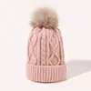 Geral Transfronteiriço Outono e Inverno Bola de Lã Gorro de Lã Torção de Diamante Cor Sólida Camada Única Bainha Gorro de Tricô Quente Feminino Atacado