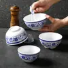 Vajilla de Melamina Azul y Blanca Cuenco para Salsa de Moje Restaurante Hotel Olla Caliente Bol de Arroz Melamina Bol Pequeño Bol de Sopa Uso Comercial
