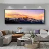 Luz Dourada na Montanha Sala de Estar Pintura Decorativa com a Montanha ao Fundo Mural de Parede para Fundo de Sofá Paisagem de Montanha e Água de Alto Padrão Pintura de Pendurar
