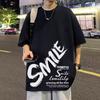 Marca de moda de verano camiseta holgada de manga corta para hombre camiseta de media manga para hombre estudiantes de secundaria talla grande camiseta estampada para hombre