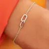 Pulsera Sencilla y Elegante con Doble Hebilla Cruzada Incrustaciones de Circonita para Uso Diario para Mujeres Pulsera de Diseño de Nicho Japonés y Coreano