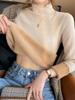 Suéter Feminino de Inverno com Forro de Lã Espessado Gola Meia Alta Camisa Base com Novo Top de Tricô com Orelhas de Lã 2024 Peça Única