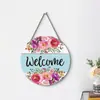 Decoração de Parede para Casa com Flores e Joaninhas de Primavera Transfronteiriça Pingente de Madeira Bem-vindo à Casa de Campo de Primavera Placa de Porta de Madeira