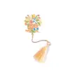 Marcador de Página Metálico Série Mini Flor Criativa Latão com Borla Estilo Chinês Clássico em Estoque Estilo Fofo