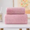 Toalla de baño grande de rayas finas transfronteriza toalla de vellón de coral toalla de baño suave absorbente no suelta pelusa toalla cuadrada toalla facial toalla de playa