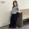 Camiseta YOJIA para Niñas 2026 Otoño Nueva Sudadera con Capucha Casual de Manga Larga Top Casual Infantil para Niños Mayores