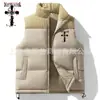 Invierno Nuevo Clásico Moda Rayas Verticales Pana Bloque de Color Chaleco con Cuello de Solapa Hombro para Hombre Simple Moderno Chaleco Superior
