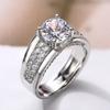 Cao Shi Amazon Nova Moda Europeia e Americana Anel de Diamante Redondo Mulheres Brilhando Zircon Noiva Anel Feminino