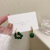 Pendientes Vintage de Hong Kong con Perlas Verdes Elegantes Pendientes Redondos Asimétricos Pendientes de Moda 2023 para Mujer 4475