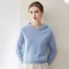 Moletom com Capuz Peça Única Feminino Kangsaini Fio 100% Caxemira Casual Versátil Suéter de Caxemira