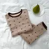 Cárdigan de Lana Antibacteriano 10A para Niños Ropa para el Hogar para Niños y Niñas Sin Costuras Clase A Conjunto de Top y Pantalón de Otoño Pijama de Dibujos Animados Moderno