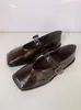 Comércio Exterior Retro Francês Camurça Mary Jane Flats Femininos Tira Única Fundo Plano Bico Quadrado Fosco Versátil para o Trabalho Sapato Baixo