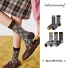 Calcetines retro con bloques de color en relieve para otoño e invierno, calcetines de algodón sin costuras de media pantorrilla para mujer, calcetines de estilo japonés y chino, calcetines para mujer de la industria del calcetín de Zhuji