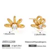 Pendientes Lineales Huecos de Acero Inoxidable y Oro de 18 Quilates con Circonitas, Estilo Clásico Elegante y Silencioso, Pendientes de Lujo Ligero de Gama Alta, Joyería Transfronteriza