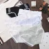 Calzones de Seda de Hielo para Mujer, Sin Costuras, de Cintura Media, Levanta Glúteos, con Ribete de Encaje Sexy, Transpirables, de Algodón Puro, Antibacterianos, Tallas Grandes para Mujer