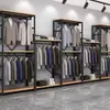 Perchero para dormitorio de casa, perchero combinado de pie para tienda de ropa, estante de exhibición de arte en hierro de doble capa para tienda de ropa de mujer en centro comercial