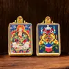 Tangka pintado a mano Zaki Lamu Manjushri Tara Verde Buda de la Medicina Vida Pasada y Presente Imagen Personalizable Colgante de Tangka Frotado Estilo Tíbet