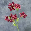 Flor de Simulação Tela de Seda Orquídea Gota de Chuva Decoração de Cena de Casamento Ornamento de Casa Decoração de Orquídea de 4 Cantos Flor Artificial Artesanal Venda por Atacado