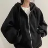 Chamarra sudadera con capucha, gruesa y forrada de polar para mujer