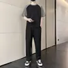 Traje Casual Diyu Shenlong para Hombre Verano Cuello Redondo Manga Corta Camiseta Pantalones Largos Gamuza Estudiante Correr Ropa Deportiva para Hombre
