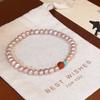 Pulsera de cuentas de perlas de imitación de agua dulce rosa morado francés estilo corte retro temperamento ágata roja del sur imitación manual