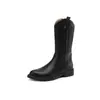 Botas de mujer de media pantorrilla talla grande para comercio exterior transfronterizo, botas de montar de punta redonda con suela plana 3-1a