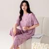 Pijama Modal Feminino Novo de Verão com Manga Curta, Calça Capri, Gola Redonda, Alta Qualidade, Adequado para Uso Externo, Conjunto Fresco para Casa