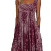 Vestido de Comercio Exterior Transfronterizo Talla Europea, Vestido sin Mangas de Tirantes Redondo Vintage, Estilo Casual Holgado para Vacaciones, Vestido sin Mangas con Bolsillo Estampado