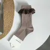 Meias de Renda Cor de Café para Outono e Inverno, Comprimento Médio da Panturrilha, Com Laço, Estilo Ballet, Estilo Japonês Jk, Com Sapatos de Couro Pequenos Mary Jane, Meias Femininas