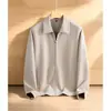 Chaqueta para Hombre Estilo Primavera y Otoño Cardigan de Modal con Solapa Cremallera Ropa Exterior Juvenil Holgada Ligera de Lujo Manga Larga
