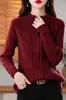 Tejido de hilo de núcleo, chaqueta suéter de punto trenzado con cremallera gris de alta gama para mujer, otoño e invierno, cárdigan de cuello alto para otoño e invierno
