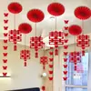 Conjunto de Decoração de Quarto de Casamento para Decoração de Teto de Quarto de Casa Nova Conjunto de Decoração de Casamento Completo com Pingente de Caractere "Dupla Felicidade" Lanterna Guirlanda