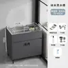 Gabinete de pia de cozinha com cuba integrada para uso doméstico, cuba única grande feita de aço inoxidável espessado, pia artesanal com gabinete de piso