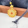Colgante Estrella Flor Celestial de Filigrana Estilo Palacio, Flor Hueca Dorada Antigua con Textura de Arena, Cadena de Suéter Girasol de Lujo Ligero de Gama Alta