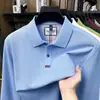 Camiseta masculina Tommy 100% algodão de manga longa, nova camisa Polo de luxo para outono, camiseta básica masculina casual de cor sólida, vestuário masculino