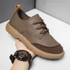 Sapatos casuais masculinos de couro, sapatos retrô trendy de luxo leve com biqueira larga, sapatos casuais de cano baixo com cadarço e sola macia, sapatos de moda versáteis para homens