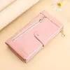 Cartera Larga Moda Estilo Coreano Ranuras Múltiples para Tarjetas Portatarjetas de Identificación Anti-Robo RFID Billetera Larga Monedero de Cuero Genuino Vintage con Acabado de Aceite y Cera