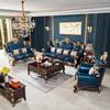 Sofá de estilo europeu Combinação Sala de estar 124 Apartamentos grandes e pequenos de luxo com a primeira camada de móveis de villa de couro Sofá de sândalo vermelho