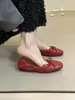 Primer Encuentro Jifa Francés Lazo Suave Otoño Nuevo Planos Bailarinas 2026 Boca Baja Suela Suave Rollo de Huevo Pequeño Rojo