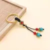 Accesorios para Joyería DIY 2 Estilos Estilo Étnico Retro Lanyard para Llavero con Anillo Llavero Tejido a Mano Accesorio para Mochila