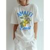 Comercio Transfronterizo Venta Caliente Verano Nuevo Estilo Bositano Fruta Limón Té Verde Estampado Cuello Redondo Casual Camiseta de Manga Corta