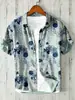 Camisa Floral Masculina, Estilo Fino de Verão, Estilo Nacional, Manga Curta para Férias na Praia, Camisa Havaiana Retrô, Respirável e Absorvente de Umidade