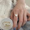 Anillo con Forma de Corazón y Esmalte de Goteo Color Blanco Crema para Mujer, Diseño de Nicho con un Toque de Lujo, Dulce y Fresco, Exquisito, Moderno y Único Anillo Abierto